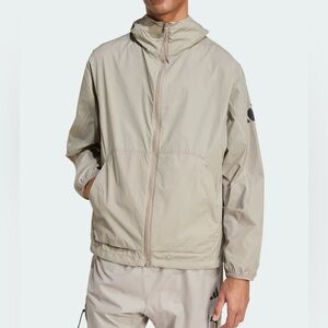 NWT $100 adidas Men's City Escape Windbreaker Packable Jacket w Bag 2XL Beige